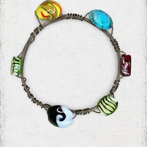 4516u. Yellow Art Glass Handmade Bracelet